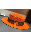 Gucci Straw Wide Brim Hat Orange G27 2021