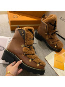Louis Vuitton LV Beaubourg Short Boots in Leather and Shearling Wool 1A8CUQ Brown 2020
