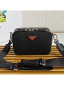 Prada Brique Saffiano Leather Cross-Body Bag 2VH0702 Black/Red 2020