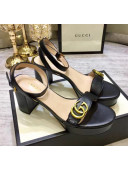 Gucci Leather Platform Sandal with Double G 573022 Black 2020