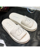 Chanel Lambskin Platform Flat Slide Sandals G36901 White 2021