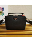 Prada Men's Brique Saffiano Leather Cross-Body Bag 2VH069 Black/Red 2020