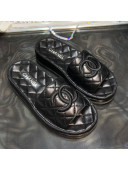 Chanel Lambskin Platform Flat Slide Sandals G36901 Black 2021