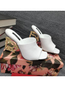 Dolce & Gabbana DG Calf Leather Slide Sandals 10.5cm White/Gold 2021