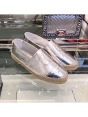 Chanel CC Laminated Leather Espadrilles G29762 Silver 2019
