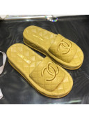 Chanel Lambskin Platform Flat Slide Sandals G36901 Yellow 2021