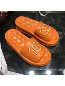 Chanel Lambskin Platform Flat Slide Sandals G36901 Orange 2021