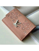 Louis Vuitton Monogram Flowers Taurillon Leather Capucines Compact Wallet M62658 Pale Pink 2018