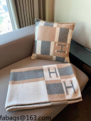 Hermes Avalon Wool Pillow/Blanket 50x50cm Beige 2021 110276