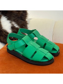 The Row Grained Calfskin Flat Roman Sandals Green 2022 030741