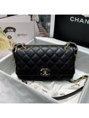 Chanel Quilted Lambskin Entwined Chain Large Flap Bag AS2319 Black 2021