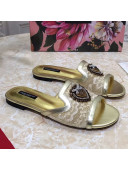Dolce&Gabbana DG Lace Flat Slide Sandals Beige 2021