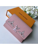 Louis Vuitton Studs Monogram Flowers Taurillon Leather Capucines Compact Wallet M63221 Pink 2018