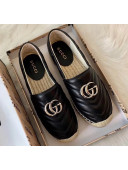 Gucci Matelassé Chevron Leather Espadrille 628086 Black 2020