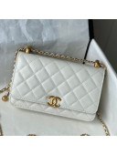 Chanel Calfskin Wallet on Adjustable Chain Strap WOC AP2289 White 2021