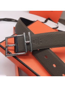 Hermes Batonnet Belt Pink Buckle 38mm Grey/Silver 2021