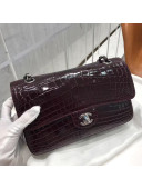 Chanel Alligator Skin Medium Classic Flap Bag Burgundy