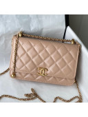 Chanel Calfskin Wallet on Adjustable Chain Strap WOC AP2289 Apricot 2021