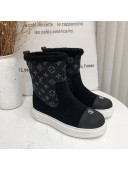 Louis Vuitton Breezy Flat Short Boots in Black Monogram Suede 202003
