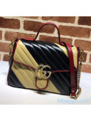 Gucci GG Marmont Diagonal Leather Small Top Handle Bag498110 Apricot/Black 2020