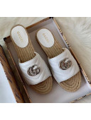 Gucci Matelassé Chevron Leather Espadrille Sandal 573028 White 2020