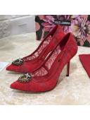 Dolce&Gabbana DG Lace High- Heel Pumps 10.5cm Red 2021