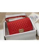 Chanel Quilted Origial Haas Big Caviar Leather Medium Boy Flap Bag Red with Light Gold Hardware(Top Quality)