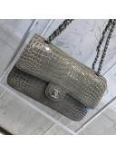 Chanel Alligator Skin Medium Classic Flap Bag Gray（SHW）