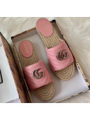 Gucci Matelassé Chevron Leather Espadrille Sandal 573028 Pastel Pink 2020