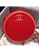 Chanel Pink Stripe Trim Round Classic Clutch with Chain AP0060 Red 2019