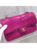 Chanel Alligator Skin Medium Classic Flap Bag Hot Pink