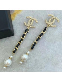 Chanel Pearl Long Earrings AB5303 Black/White 2020