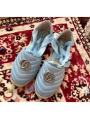 Gucci Matelassé Chevron Leather Espadrille Sandal With Ribbon 628148 Pastel Blue 2020