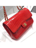 Chanel Alligator Skin Medium Classic Flap Bag Red