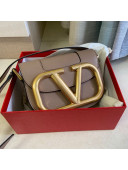 Valentino Supervee Calfskin Maxi-Logo Crossbody Bag 1011S Beige/Gold 2020