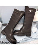 Prada Nylon and Leather High Boots Black 2021 111844