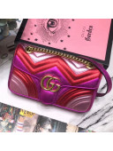 Gucci GG Marmont Laminated Leather Small Shoulder Bag 443497 Purple/Red 2019