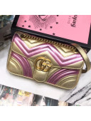 Gucci GG Marmont Laminated Leather Small Shoulder Bag 443497 Gold/Pink 2019