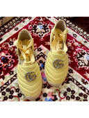 Gucci Matelassé Chevron Leather Espadrille Sandal With Ribbon 628148 Pastel Yellow 2020