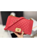 Chanel Quilted Origial Haas Caviar Leather Medium Boy Flap Bag Peach with Matte Gold Hardware(Top Quality)
