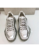 Jimmy Choo Diamond/F Silver Metallic Leather Low Top Sneaker 2019