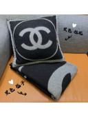 Chanel Wool Pillow/Blanket 45x45cm Black/Grey 2021 110267