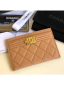 Chanel Caviar Calfskin Boy Chanel Card Holder Kahki 2018