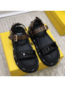 Fendi Flat Sandals Black/Brown 2021 02