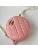 Chanel Calfskin Round Clutch with Pearl Chain AP2191 Pink 2021
