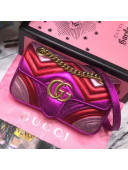 Gucci GG Marmont Laminated Leather Mini Shoulder Bag 446744 Purple/Red 2019
