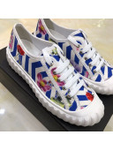 Chanel Bloom Print Fabric Sneakers Blue 2019