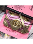 Gucci GG Marmont Laminated Leather Mini Shoulder Bag 446744 Gold/Pink 2019