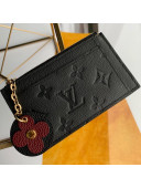 Louis Vuitton Monogram Empreinte Leather Flower Zipped Card Holder M68338 Black 2019