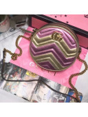 Gucci Laminated Leather GG Marmont Mini Round Shoulder Bag 550154 Gold/Pink 2019